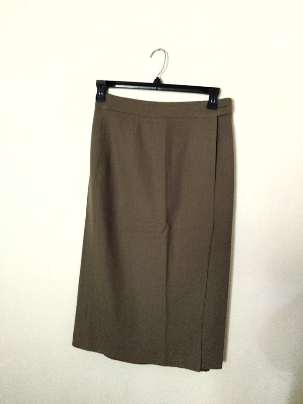 Vintage Valerie Stevens 100% Pure Wool Size 12 Lined Brown Wrap Skirt